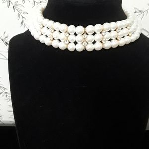 Vintage Choker Pearl & Rhinestones